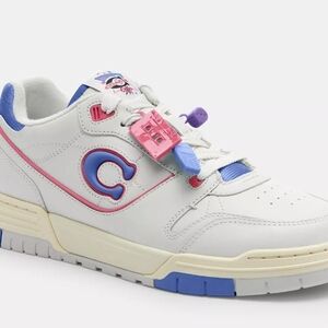 Coach White and Blue Retro Sneakers with Chunky Design